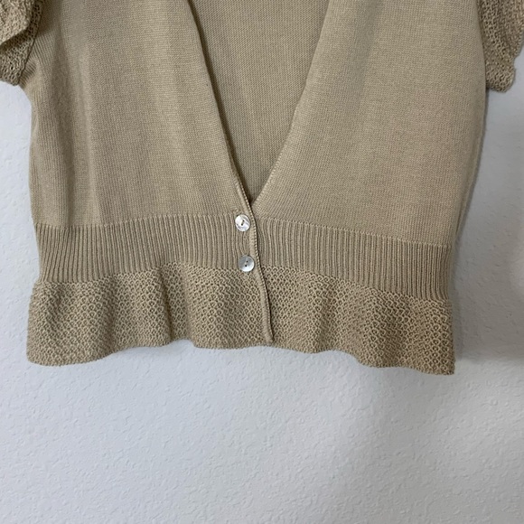 Two One Two New York Short Sleeve Knit Crochet Cardigan Sweater size XLG - Picture 2 of 9